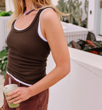 Ceres Life Skylar Layer Rib Tank Choc & White