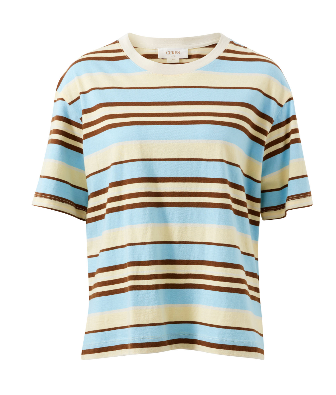 Ceres Life Stevie Slouchy Butter, Toffee & Fresh Blue Stripe Tee