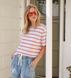 Ceres Life Stevie Slouchy Milk Fresh, Blue & Red Stripe Tee