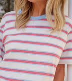 Ceres Life Stevie Slouchy Milk Fresh, Blue & Red Stripe Tee