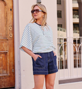 Ceres Life Lucy Relaxed Basil & White Stripe Tee