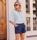 Ceres Life Lucy Relaxed Basil & White Stripe Tee