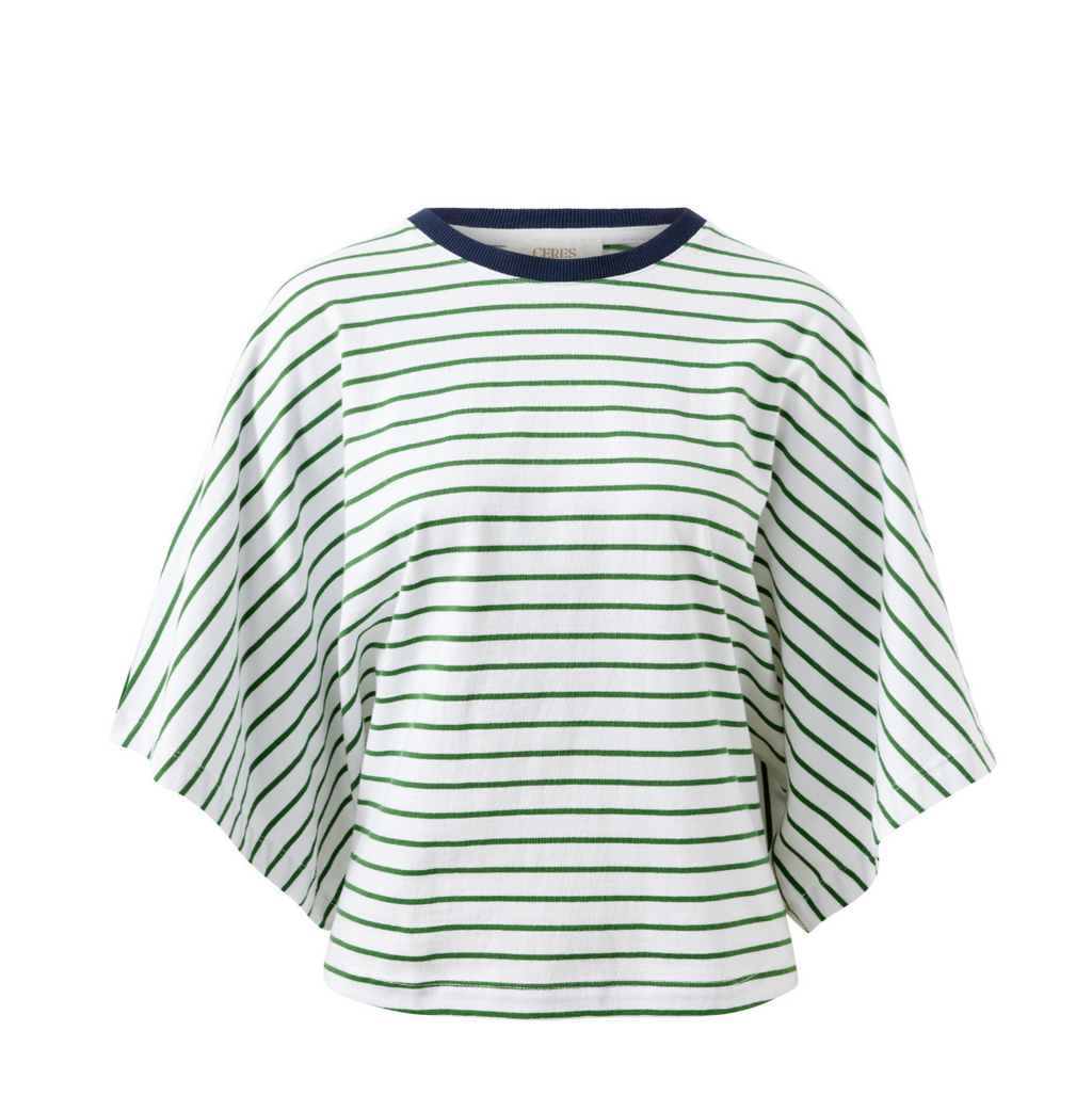 Ceres Life Lucy Relaxed Basil & White Stripe Tee