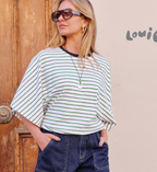 Ceres Life Lucy Relaxed Basil & White Stripe Tee
