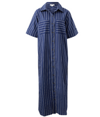 Ceres Life Samara Midi Shirt Dress Prussian Blue Stripe