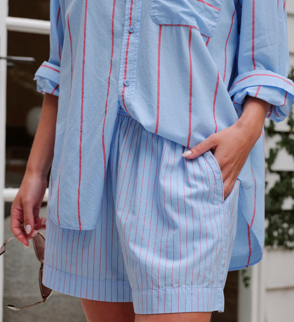 Ceres Life Mila Fresh Blue & Red Stripe Short