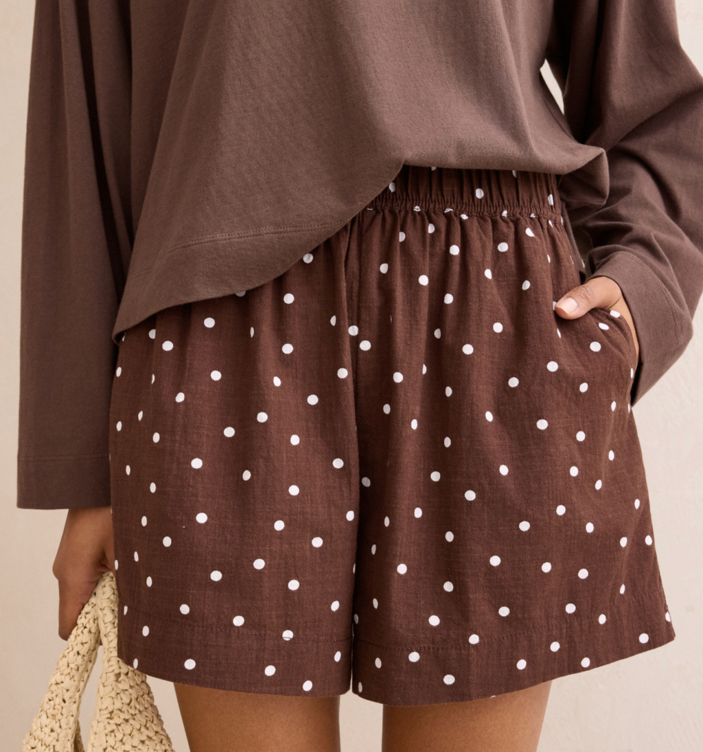 Ceres Life Mila Choc Scattered Spot Shorts