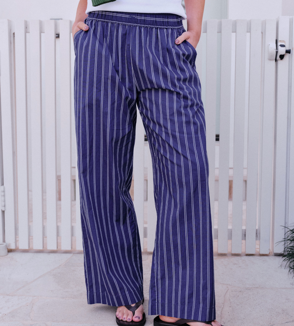 Ceres Life The Lounge Prussian Blue Stripe Pants