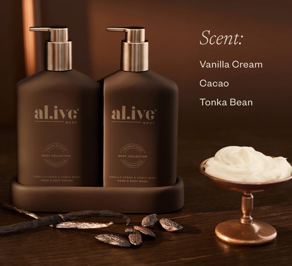 Al.ive Body Transformative Vanilla Cream & Tonka Bean Wash & Lotion Duo