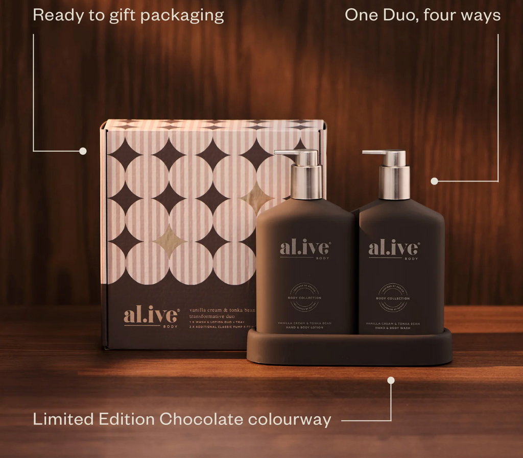 Al.ive Body Transformative Vanilla Cream & Tonka Bean Wash & Lotion Duo