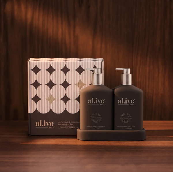 Al.ive Body Transformative Vanilla Cream & Tonka Bean Wash & Lotion Duo