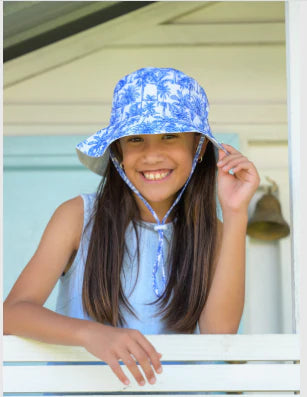 Sundaise Kristen Palm Blue Hat 6-12Y