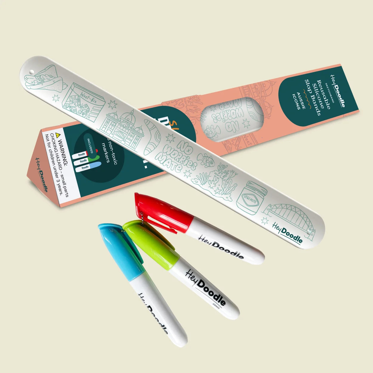 Hey Doodle - Reusable Colouring & Doodle Slap Bracelet - Assorted