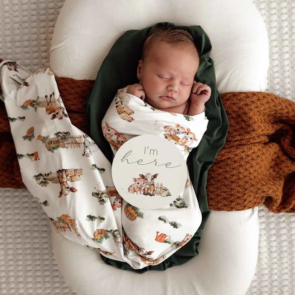 Snuggle Hunny Farmyard Organic Jersey Wrap & Beanie Set