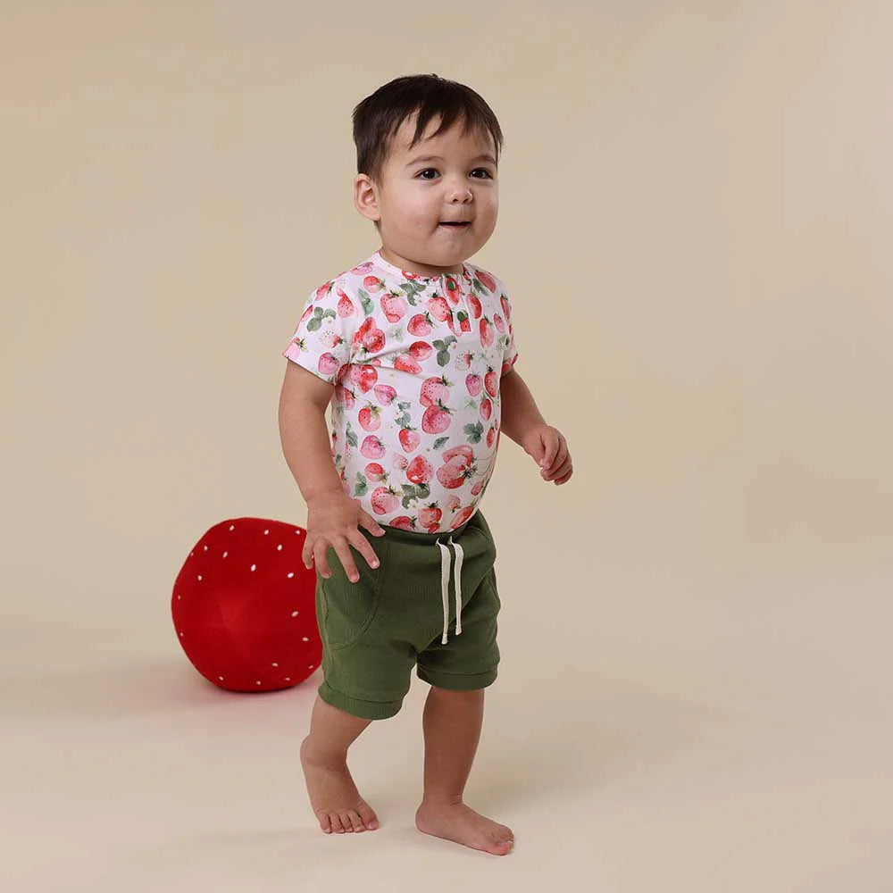 Snuggle Hunny Strawberry Short Sleeve Organic Bodysuit