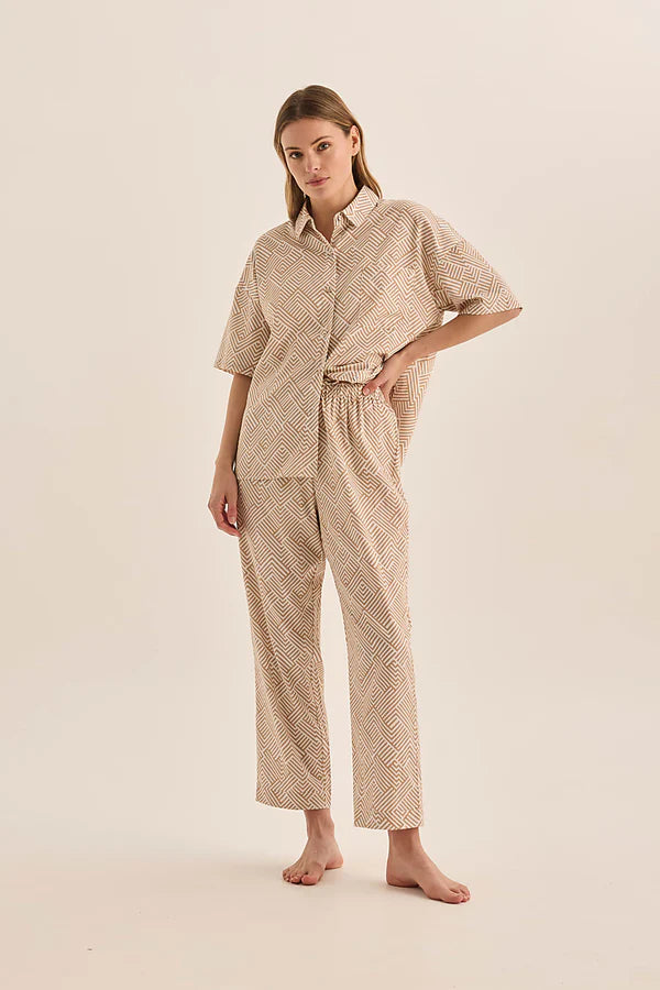 Gingerlilly - Telisha Natural Geo Cotton PJ Set