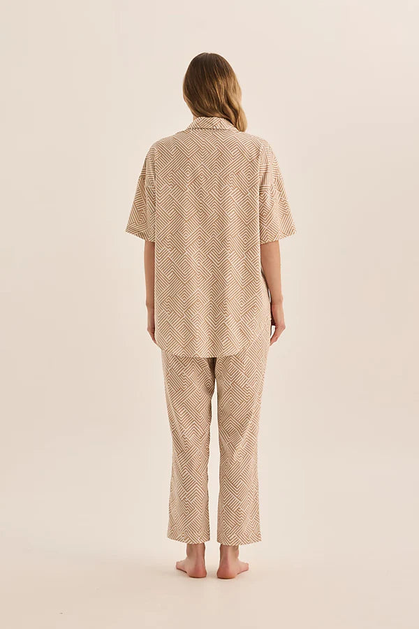 Gingerlilly - Telisha Natural Geo Cotton PJ Set