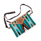 The Design Edge Turq Saddle Blanket Clutch Large with Tooled Leather
