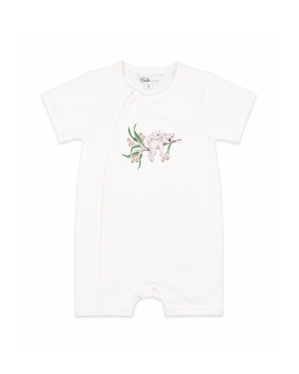 Bebe Taylor Organic Short Sleeve Koala Zip Romper