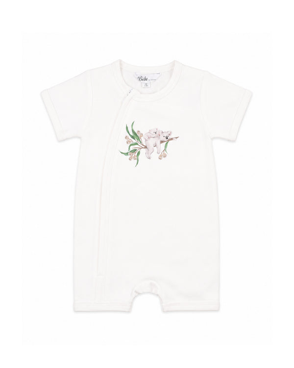 Bebe Taylor Organic Short Sleeve Koala Zip Romper