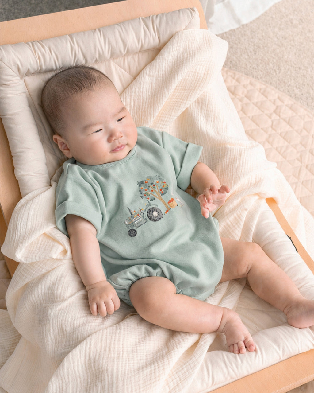 Bebe Scout Organic Tractor Oversized Bodysuit