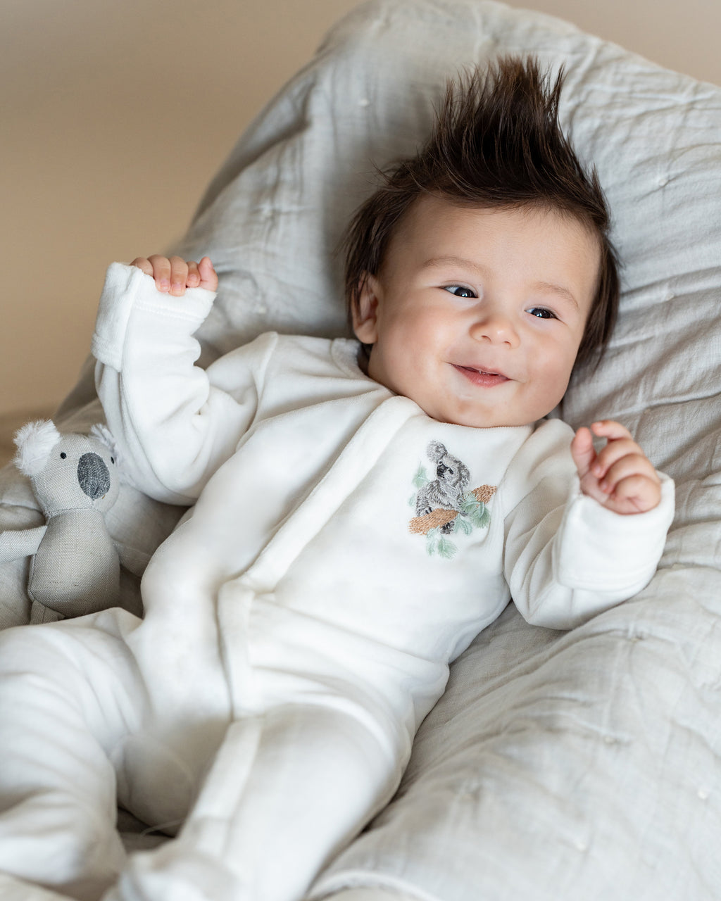 Bebe Charlie Koala Velour Zip Onesie