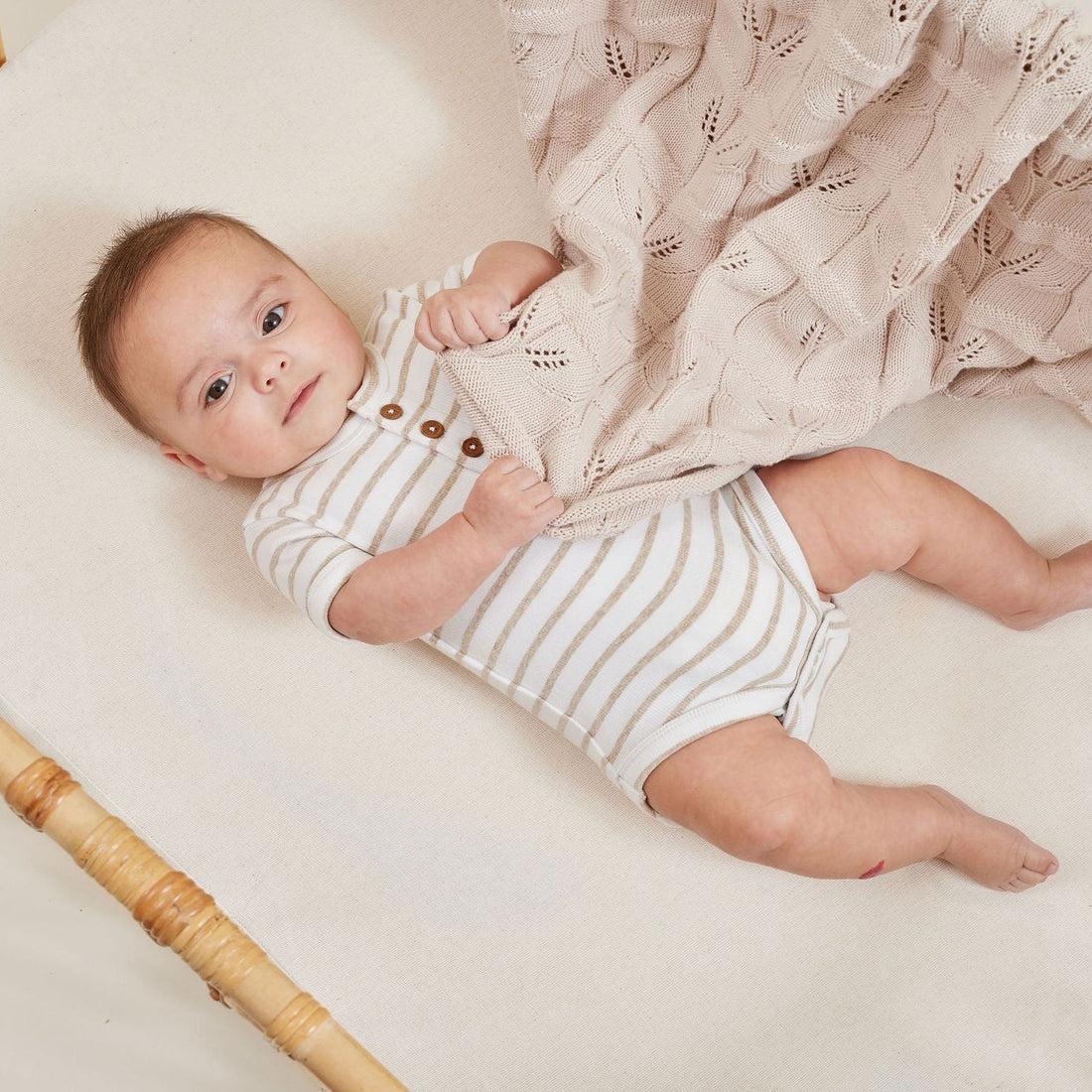 Aster & Oak - Stripe Rib Henley Onesie