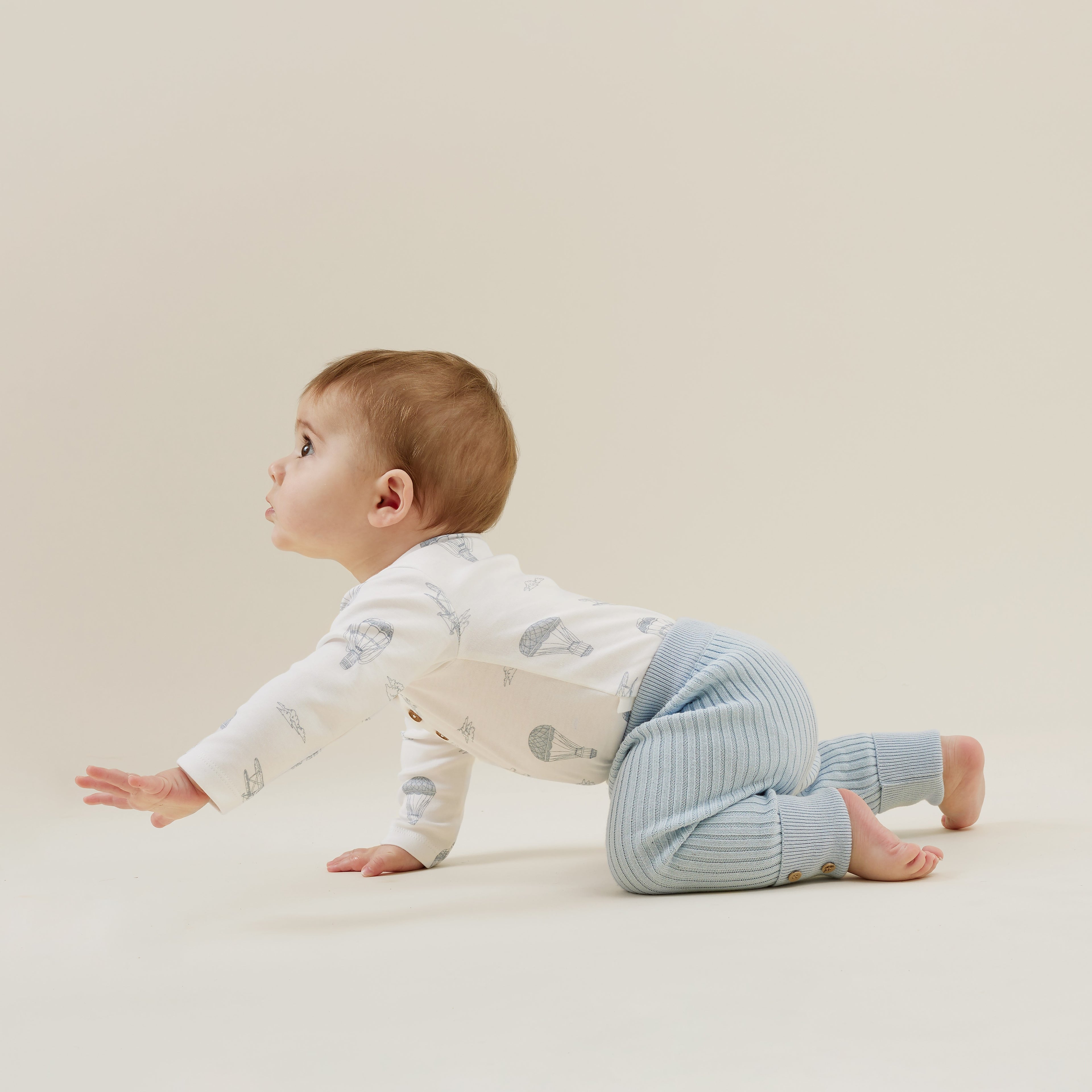 Aster & Oak Pale Blue Knit Rib Leggings