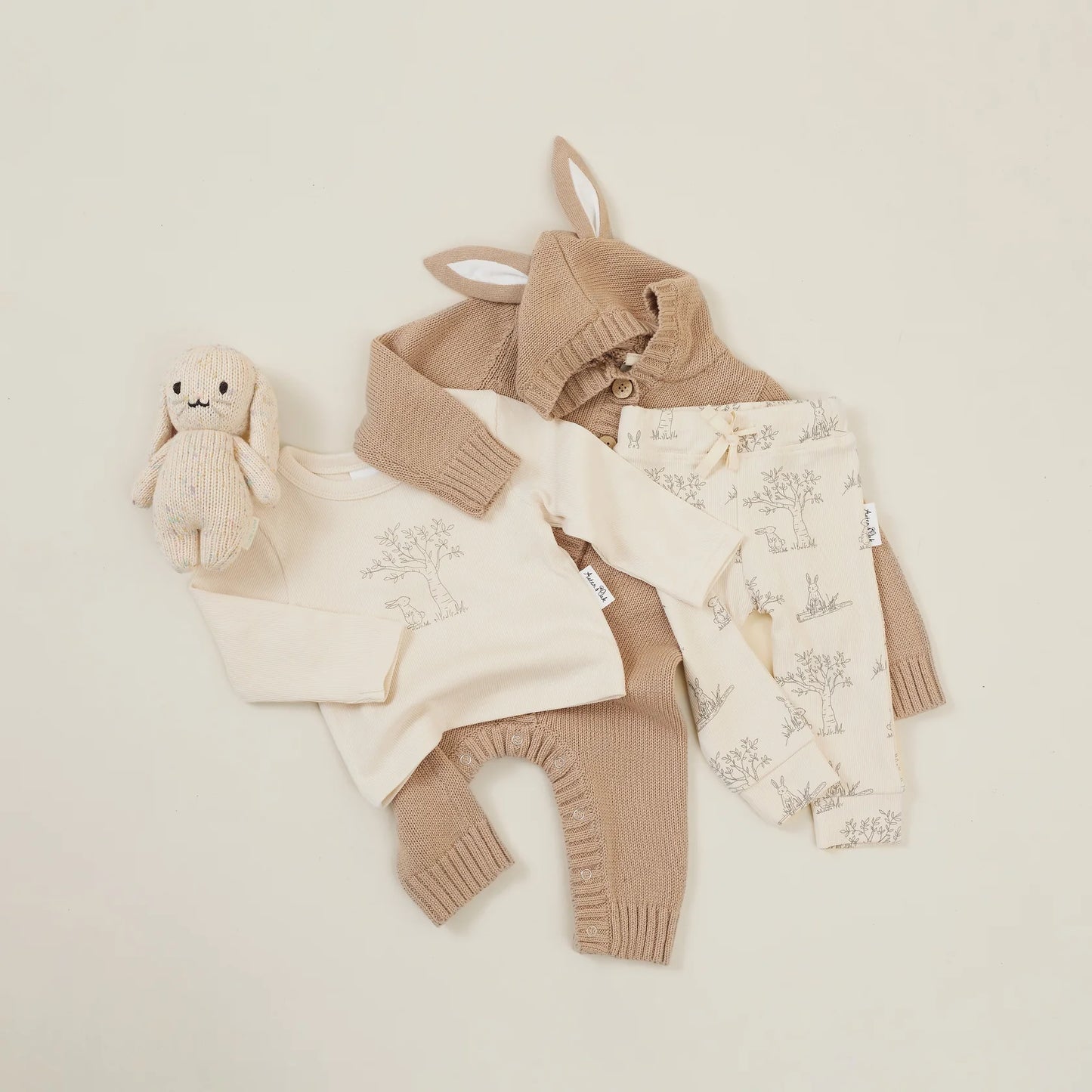 Aster & Oak - Taupe Bunny Knit Romper