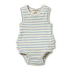 Wilson & Frenchy Petit Blue Organic Ruffle Bodysuit