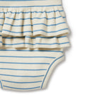 Wilson & Frenchy Petit Blue Organic Ruffle Bodysuit