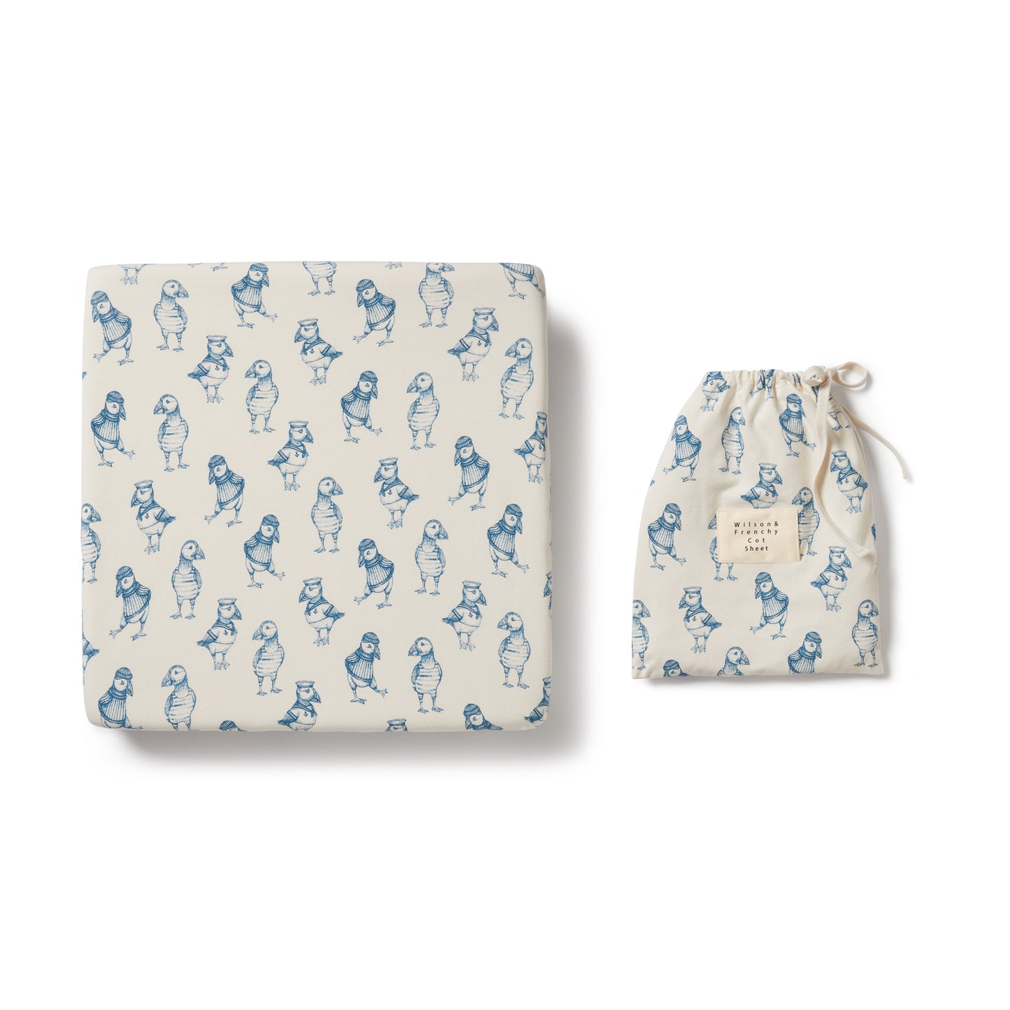 Wilson & Frenchy Petit Puffin Organic Cot Sheet