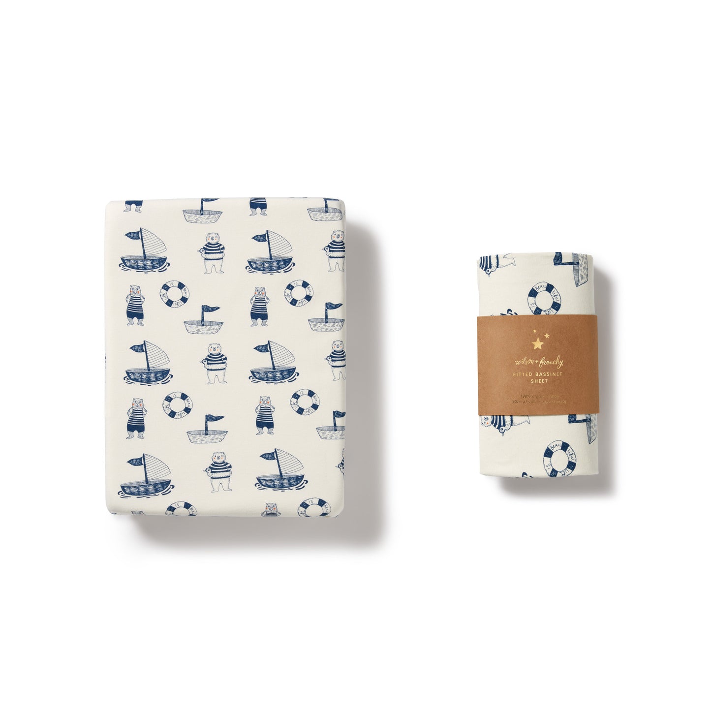 Wilson & Frenchy Nautical Bear Organic Bassinet Sheet