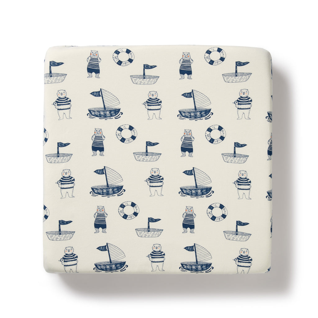 Wilson & Frenchy Nautical Bear Organic Cot Sheet