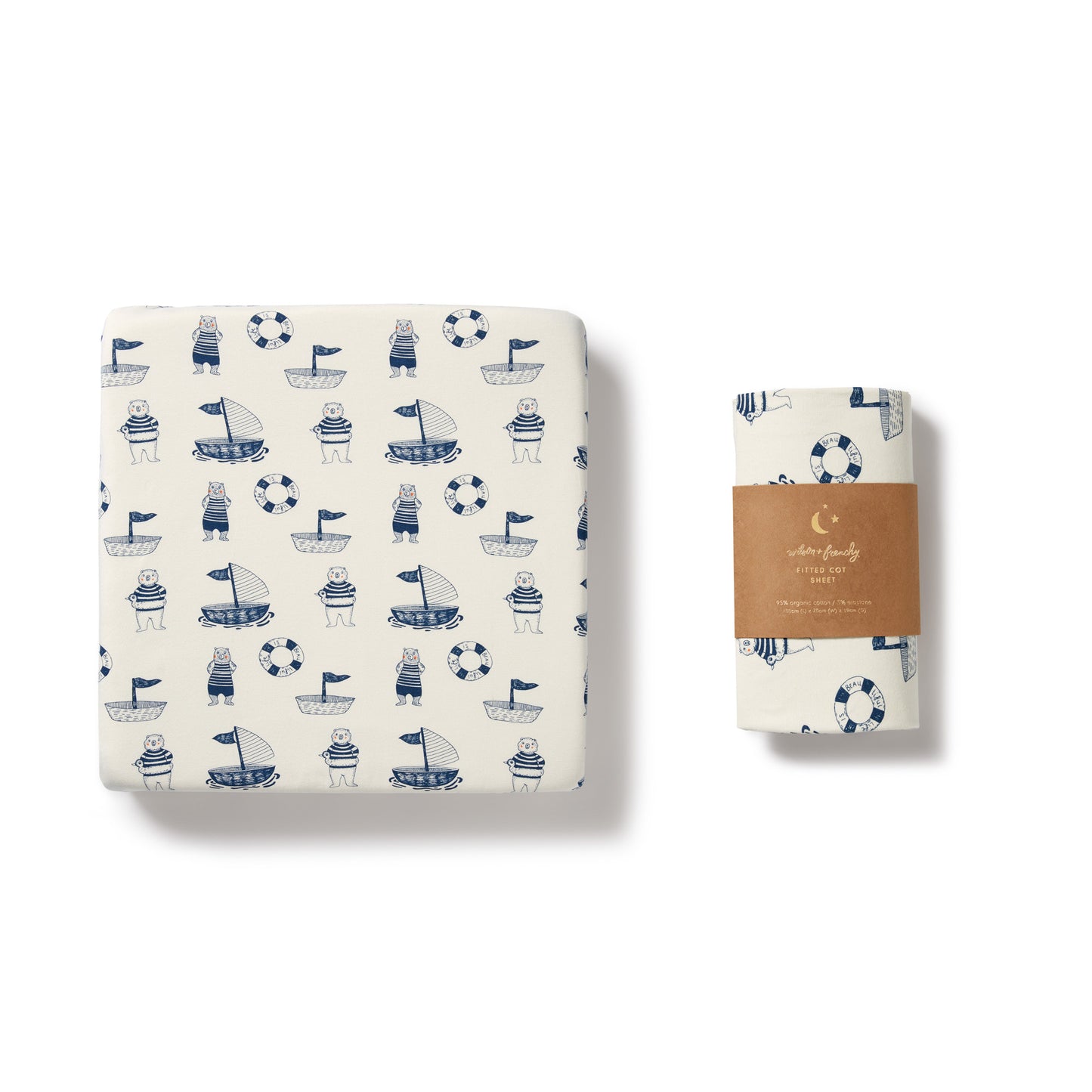 Wilson & Frenchy Nautical Bear Organic Cot Sheet