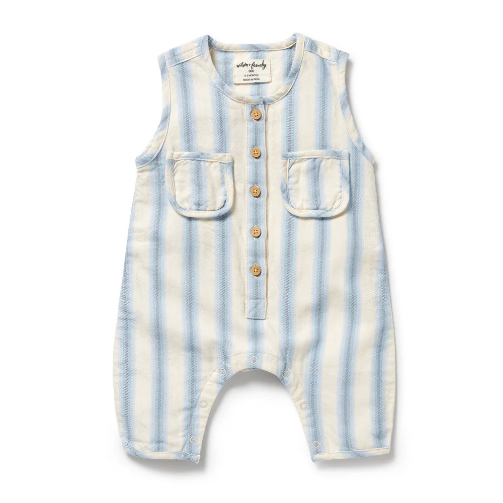 Wilson & Frenchy Deep Blue Stripe Organic Growsuit