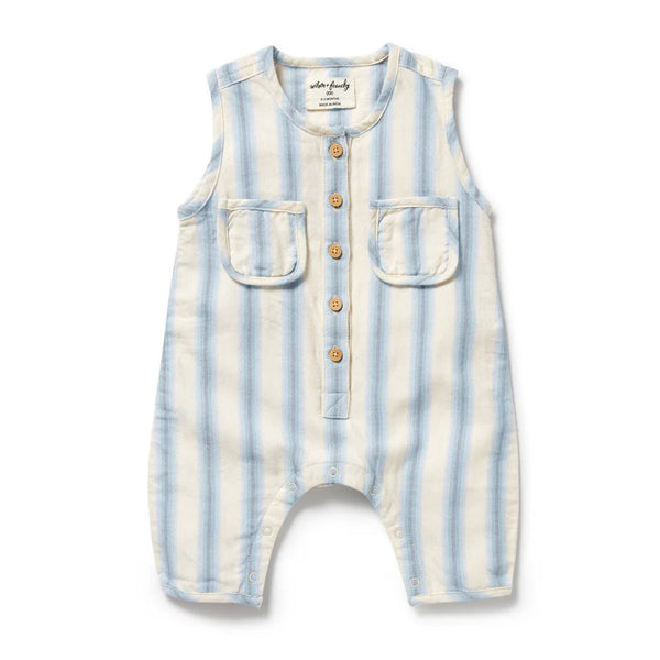 Wilson & Frenchy Deep Blue Stripe Organic Growsuit