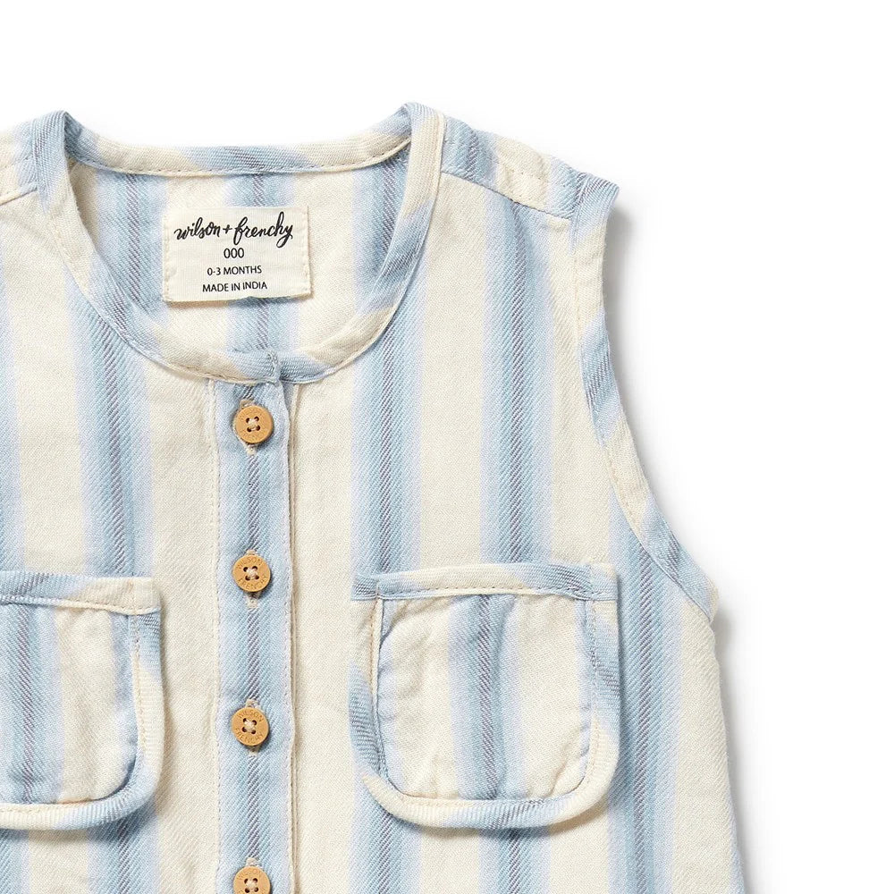 Wilson & Frenchy Deep Blue Stripe Organic Growsuit