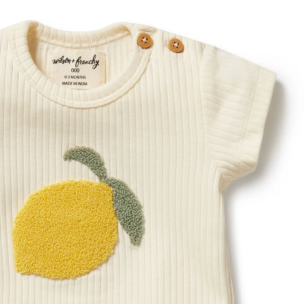 Wilson & Frenchy Lemon Leaf Embroidered Organic Tee