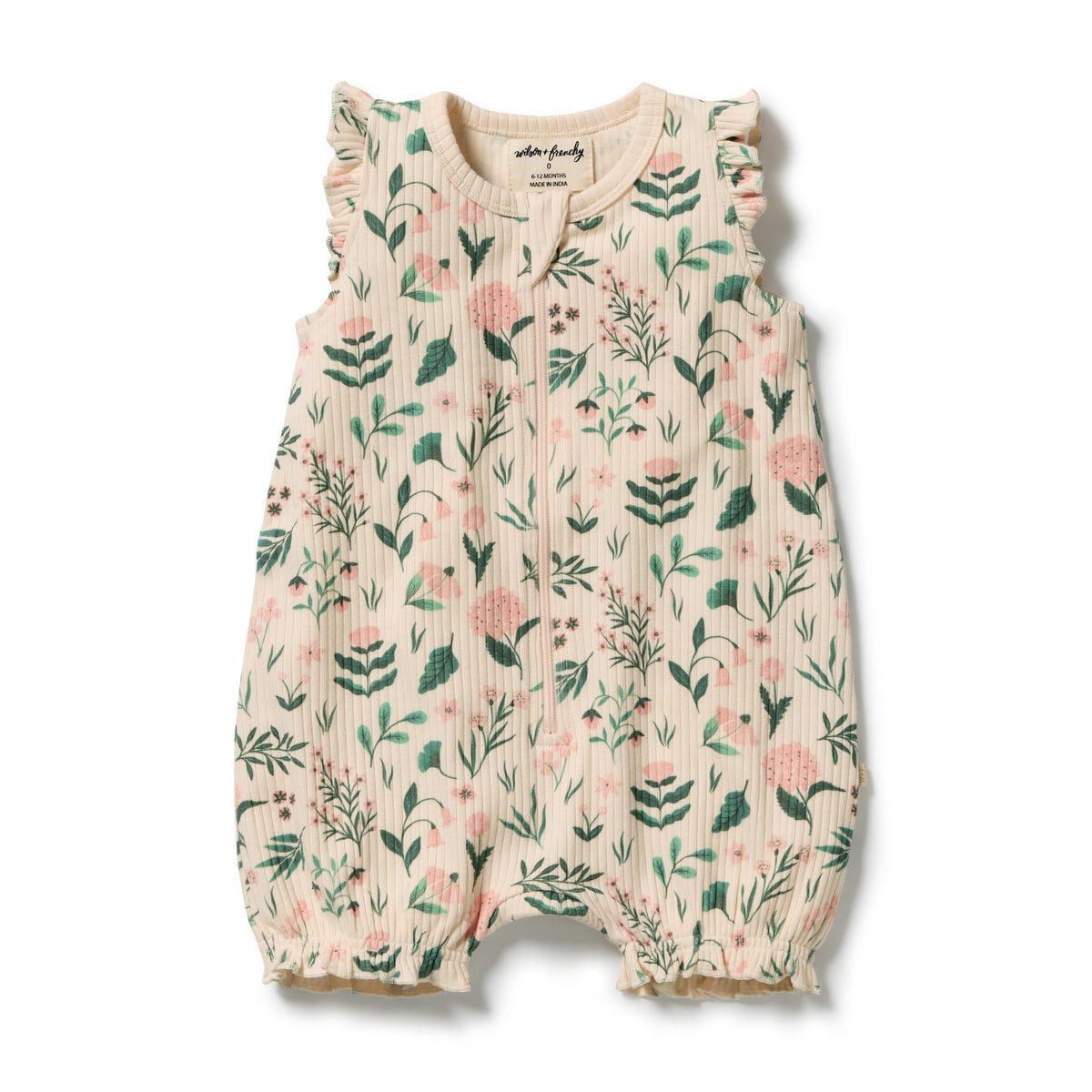 Wilson & Frenchy Sweet Bloom Organic Ruffle Zipsuit