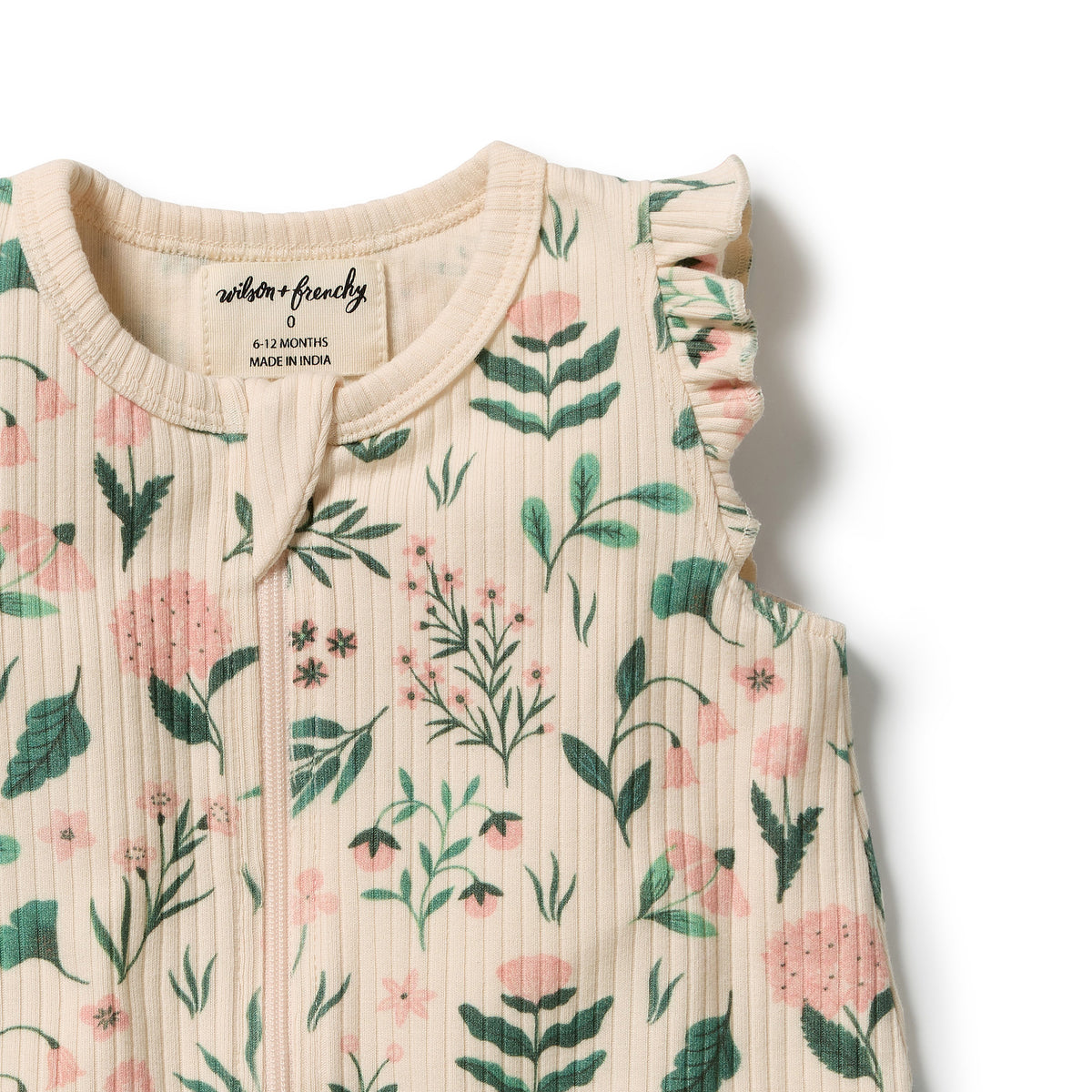 Wilson & Frenchy Sweet Bloom Organic Ruffle Zipsuit