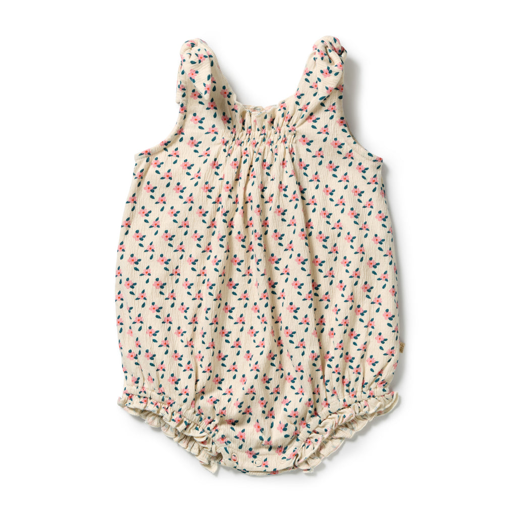 Wilson & Frenchy Little Bloom Organic Crinkle Tie Playsuit