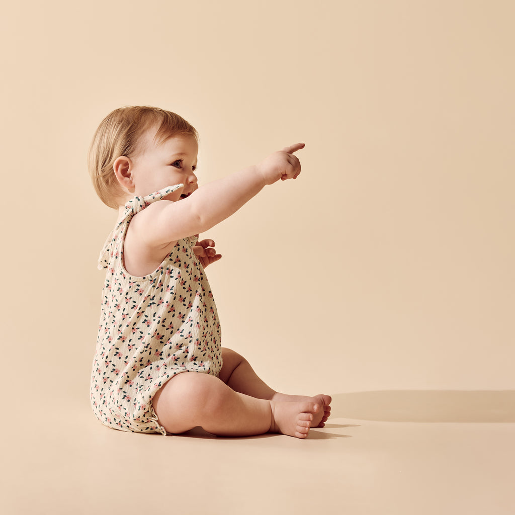 Wilson & Frenchy Little Bloom Organic Crinkle Tie Playsuit
