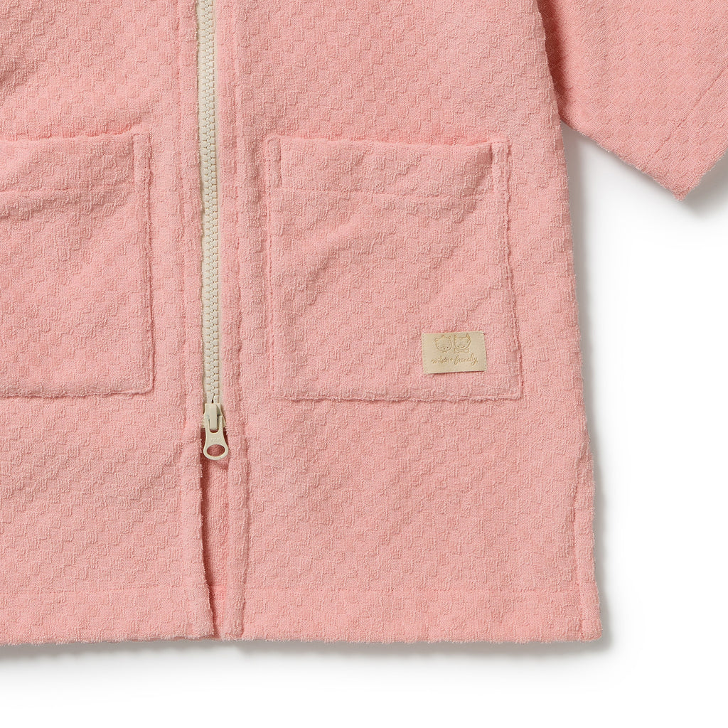 Wilson & Frenchy Petal Pink Check Organic Terry Hooded Towel