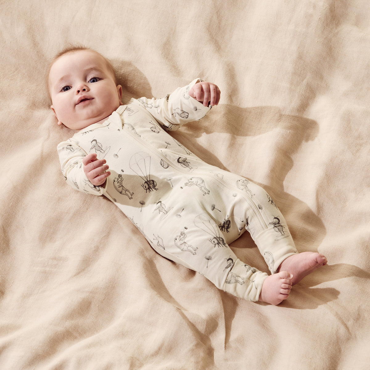 Wilson & Frenchy Whispering Willows Organic Zipsuit with Feet