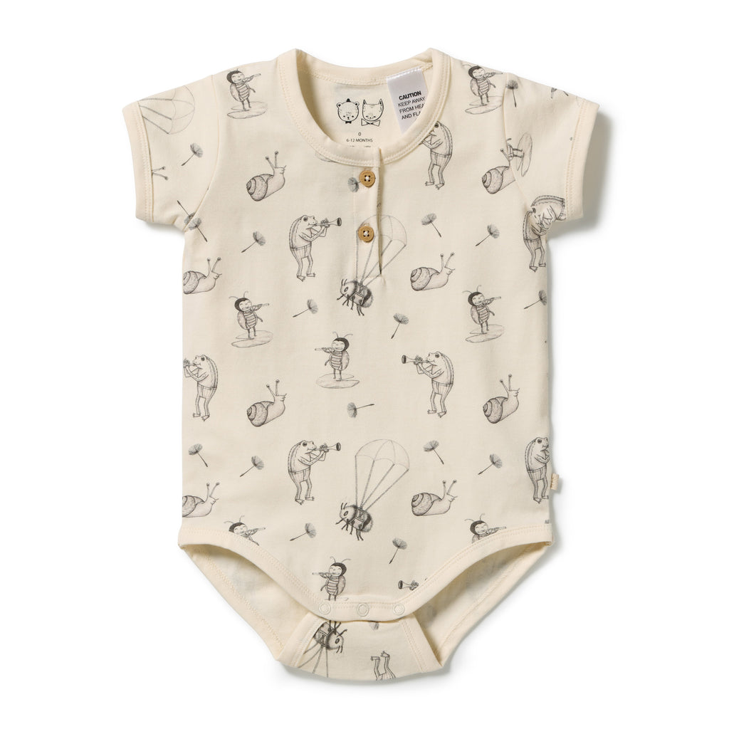 Wilson & Frenchy Whispering Willows Organic Henley Bodysuit