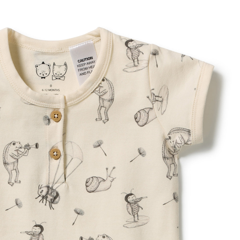Wilson & Frenchy Whispering Willows Organic Henley Bodysuit