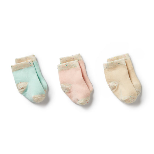 Wilson and Frenchy - ORGANIC 3 PACK BABY SOCKS - MINT GREEN, CREAM, PINK