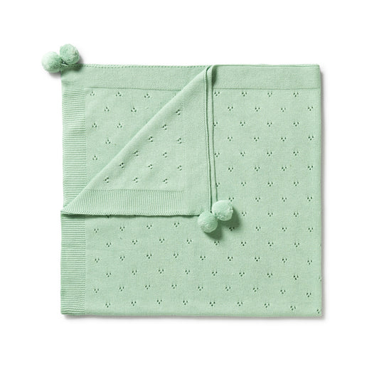 Wilson and Frenchy - KNITTED POINTELLE BLANKET - MINT GREEN