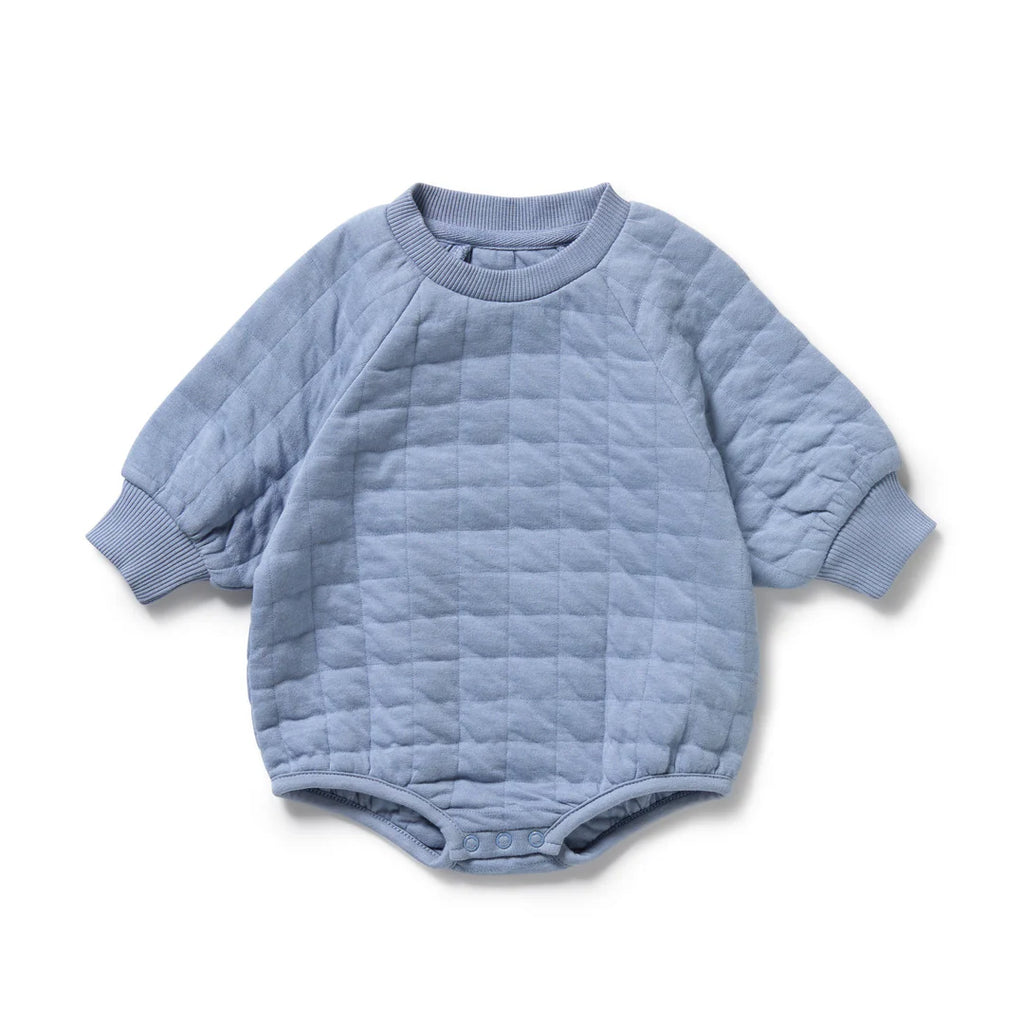 Wilson & Frenchy Sky Blue Organic Quilted Bodysuit